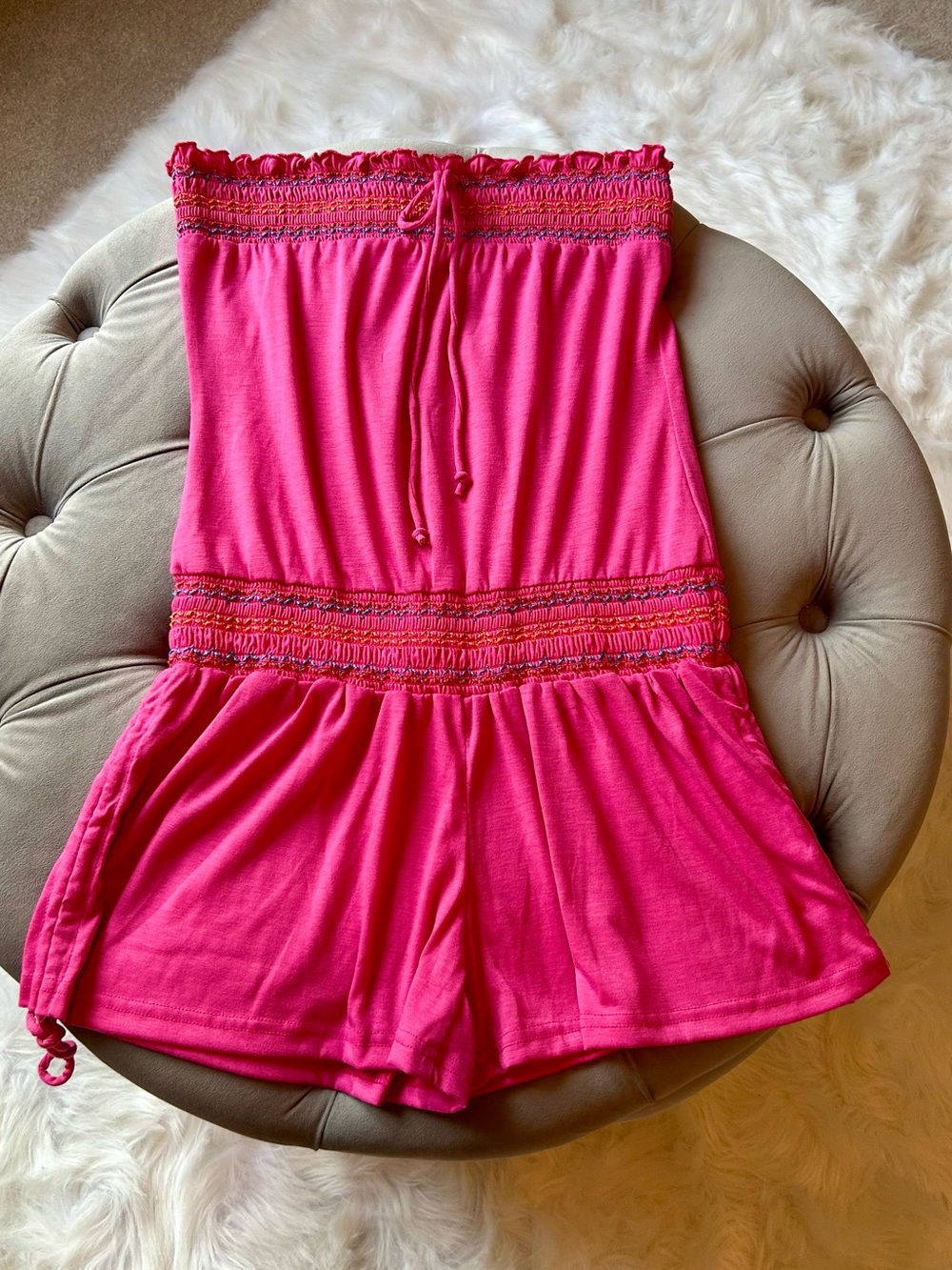 INGEAR Pink Strapless Smocked Romper
